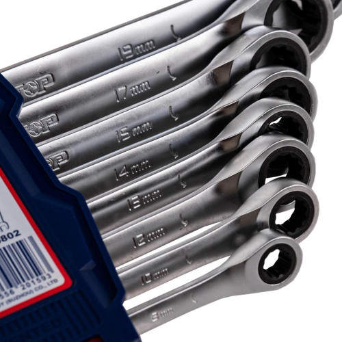 Набір гайкових ключів з храповим механізмом EMTOP ECSS10802, 8 пр