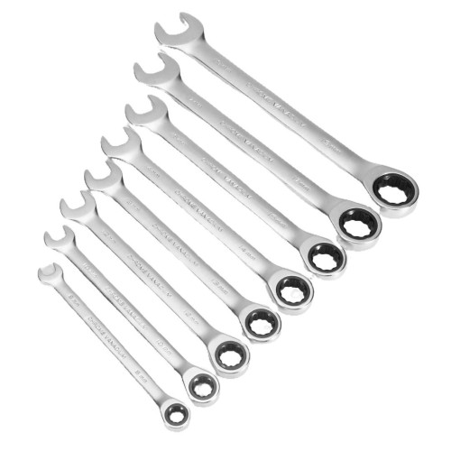 Набір гайкових ключів з храповим механізмом EMTOP ECSS10802, 8 пр