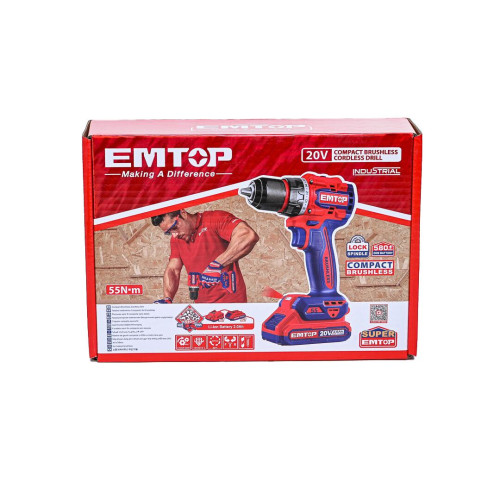Дриль-шуруповерт акумуляторний EMTOP ECDL205582