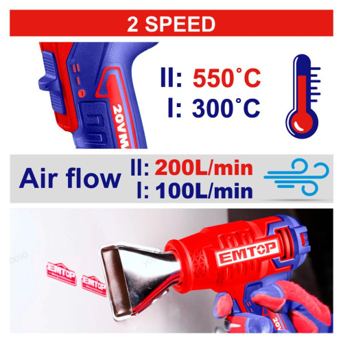 Фен технічний акумуляторний EMTOP EHGN20021 (без АКБ та ЗП)