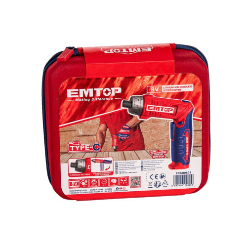 Викрутка акумуляторна EMTOP ECSR0803