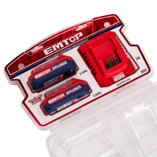 Комплект EMTOP ELBCPK1222 серії P20S 2Ahх2 (зарядний пристрій EFCR20200 + 2 АКБ EBPK20011)