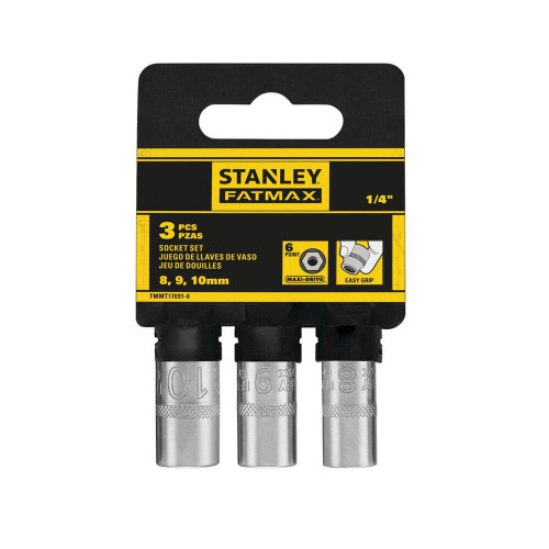 Набір торцевих головок 1/4 Maxi Drive, із шестигранним профілем, 3 шт: 8, 9, 10 мм STANLEY FMMT17091-0
