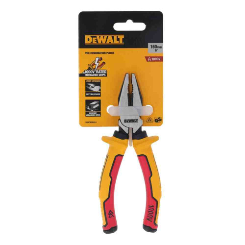 Плоскогубці електрика LASER HARDENEDl VDE 1000V комбіновані довжиною 160 мм DeWALT DWHT82810-0